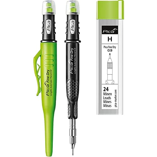 Image of vasalat Pica Deep Hole Marker Fine-Dry 0.9, Pencil Drill Hole Marker 7070 + 24 Replacement Graphite Leads H 7050