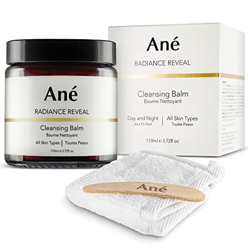 Image of Ané Cleansing Balm Makeup Remover - Hydrating Balm-to-Milk Oil Cleanser, Dissolves Sunscreen & Makeup, Nourishes Skin Barrier, Residue-Free, Includes Travel Face Cloth, 110ml