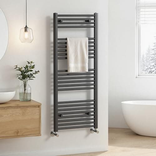 Image of Heilmetz Bathroom Radiator Towel Rail 1200 x 500mm Towel Radiator with 24 Bars, Wall Mounted Heated Towel Rail Towel Warmer Modern Central Heating Radiators, Anthracite