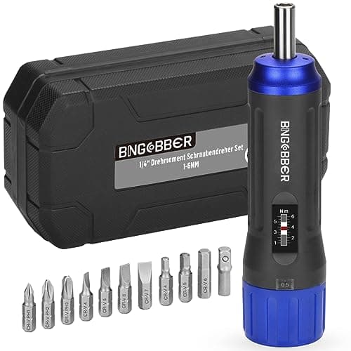 Image of BINGCOBBER 1/4” Drive Torque Wrench Screwdriver Set 1-6NM,12 Pieces Torque Screwdriver Wrench Bits Set