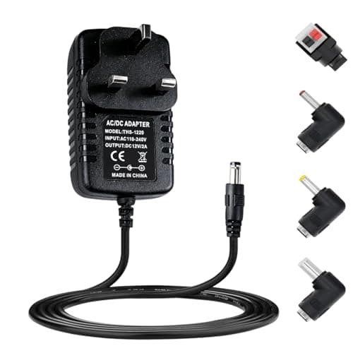 Image of 12V 2A Power Supply Adapter 5.5mm x 2.1mm 100-240V AC to DC Universal Charging Adapter 24W 50-60Hz Charging Cable with 4 Selectable Adaptor Tips for LED Strip Lights Monitor Router CCTV Camera, 1M