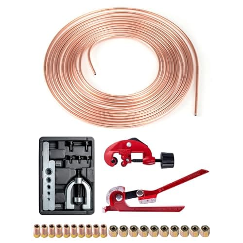 Image of Trintion Brake Pipe Flaring Tool Kit 3/16" Brake Line Repair Kit 25FT Car Brake Line 10mm Replacement Cutter Bender Brake pipe cutting machine pipe bender flaring tool joint for Car Braking System