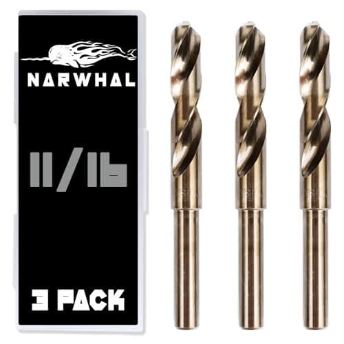 Image of 11/16 Cobalt Drill Bits - 3 Pack - 6 Inch Length - M35 Cobalt Drill Bits with Storage Case - Perfect Drill Bits for Metal, Hardened & Stainless Steel, Cast Iron, and More!