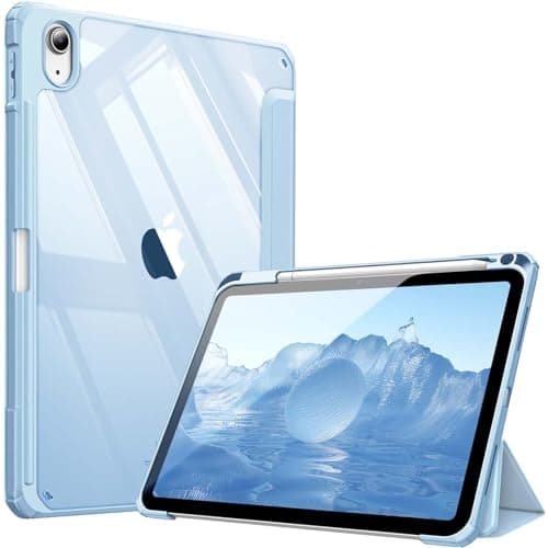 Image of FINTIE Hybrid Case for iPad (A16) 11th Gen 11-inch (2025) & iPad 10th Gen 10.9-inch (2022) - Shockproof Clear Acrylic Back with TPU Frame, Built-in Pencil Holder, Auto Wake/Sleep, Sky Blue