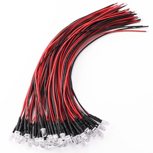 Image of YIXISI 40 PCS 5mm LED Diodes Light, 12V 20cm Pre Wired LED, Emitting Diodes Pre Wired, Red
