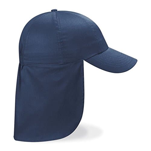 Image of Beechfield - B11B Navy Blue Legionnaire Baseball Cap - Sun, Sports Cap for Kids - 100% Cotton Twill Unisex Cap