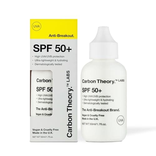 Image of Carbon Theory SPF Lotion 50+ Fast Absorbing, Lightweight and Hydrating Formula without Greasy Residue and no White Cast, High UVA and UVB Protection 50ml