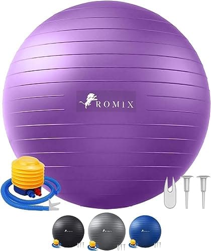 Image of ROMIX Exercise Ball, 55cm 65cm 75cm Anti-burst Extra Thick Birthing Pregnancy Ball with Pump, Fitness Swiss Gym Yoga Balls for Labour Stability Pilates Balance Balls Workout Physical Therapy Home