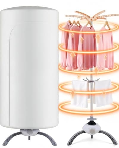 Image of Electric Clothes Dryer, Compact 2-Tier Portable Clothes Dryer, Drying Pod Indoor Heated with 900W Hot Air, 180min Timer, Heated Clothes Airer with Cover for Laundry & Home UEMUSI