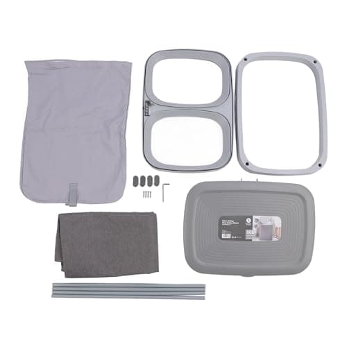 Image of Aramox Laundry Hamper with Lid, Double Compartment Laundry Hamper with Detachable Bags and Handles, Fabric Clothes Separator Basket for Bedroom, Utility Room (L 90L)