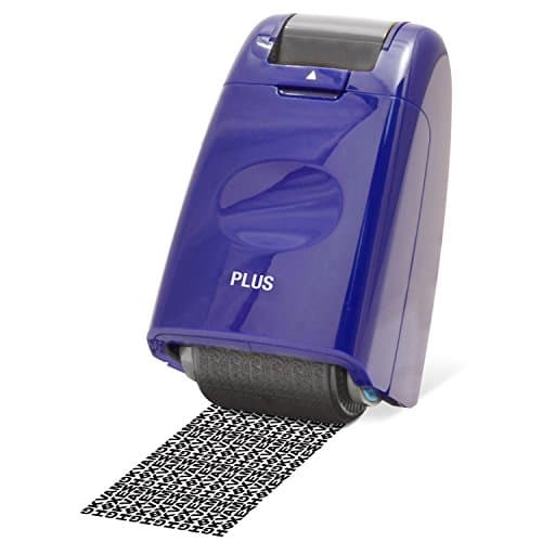 Image of PLUS Japan Guard-Your-ID Camouflage Roller Stamp in Blue, 1 Piece Pack (1x 1 Stamp), is-500cm
