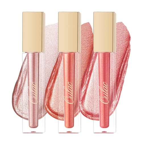 Image of Oulac Metallic Diamond Lip Gloss Set – Waterproof & Transfer-Proof Liquid Lipstick & Eyeshadow, Long Lasting with High Shine Finish, Vegan & Clean Beauty Formula, 4.5ml*3(MD01+MD03+MD05)