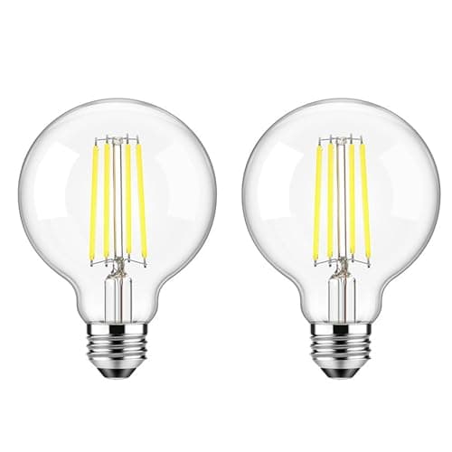 Image of WULUN LED E27 Edison Screw Globe G80 Bulb 4W, Equivalent 40W, Clear Filament Glass, 6500K Cool White, 400 Lumen, 360° Beam Angle, Not Dimmable, Pack of 2