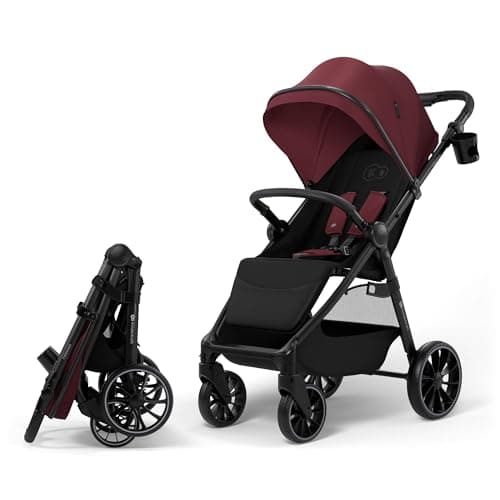 Image of Kinderkraft Grande 2 Stroller, Baby Pushchair, up to 22kg, Click&FOLD, Large Shock-Absorbing Wheels, Adjustable, Spacious Seat, Lightweight, Burgundy