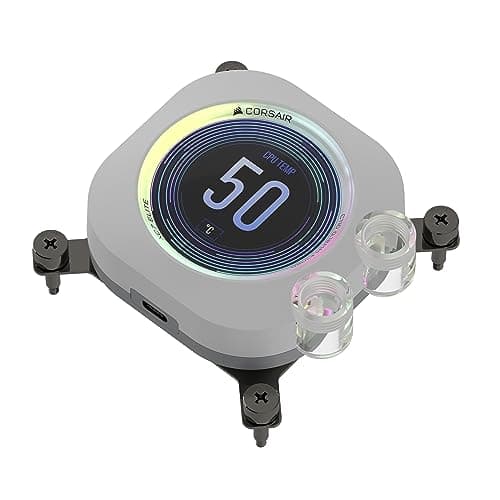 Image of Corsair XC7 RGB ELITE LCD CPU Water Block - 480x480 IPS LCD Screen - 31 RGB LEDs - USB-C - Fits Intel® LGA 1700, AMD® AM5 and older - White