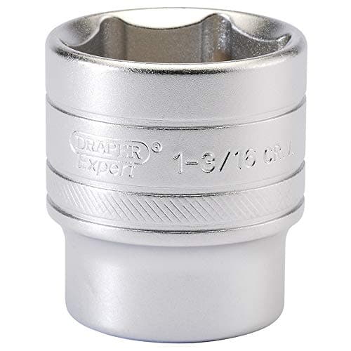 Image of Draper 16638 1/2-Inch Square Drive Micro Satin Chrome Imperial Socket, 1.3/16-Inch Size