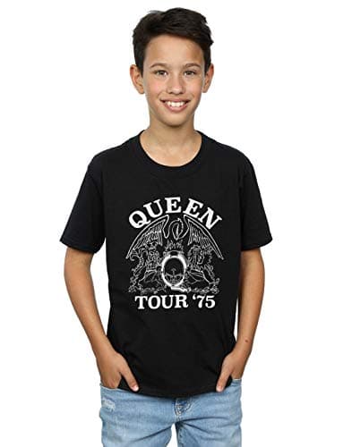 Image of Absolute Cult Queen Boys Tour 75 Crest T-Shirt Black 7-8 Years