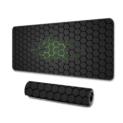 Image of XSDSLS Gaming Mouse Mat, Large Mouse Pad 600x300 XL mousepad Anti-Fray Stitched Edges, Non-Slip Rubber Base,Keyboard Desk Pad, Improved Precision and Speed, Black (Green version)