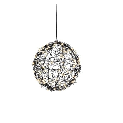 Image of Black Wire Christmas ball light - warm white micro LED christmas light ball - small globe light - 15cm metal frame ball light - 60 micro LEDs.