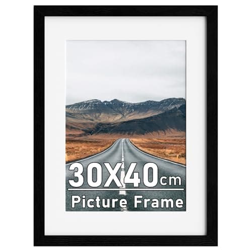 Image of 30x40cm Picture Frame with A4 Mount, Black 16x12 Photo Frames, 40x30cm Poster Frame with Safe Perspex Front, Wall Mounting