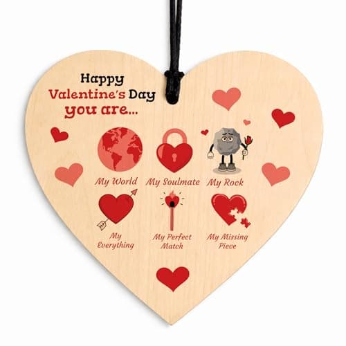 Image of Red Ocean Valentines Day Gift, For Boyfriend, Girlfriend, Husband, Wife, Valentines Wooden Heart, You Are My World, Romantic Gift