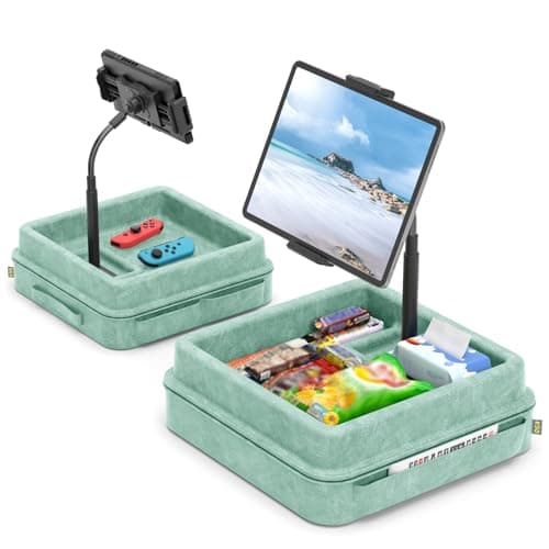 Image of KDD Tablet Pillow Holder - 360°Adjustable iPad Pillow Stand for Lap, Bed and Desk - Gooseneck Tablet Soft Pad Dock with Storage Tray and Pocket Compatible with iPad Pro 12.9, Air Mini, Phone,(Green)