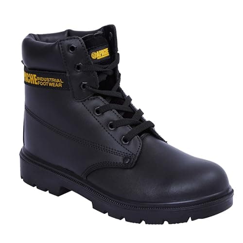 Image of Apache AP300 Safety Boot | Black | Size 10 UK | Water Resistant Leather | Steel Toe Cap | Midsole Protection | Durable Outsole | Padded Collar and Tongue