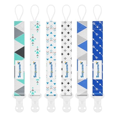 Image of Smlpuame Dummy Clip Boys,6 Pack BPA Free Soother Chain,Pacifier Holder Clips for Teether Toy,Baby Dummy Strap Clip Universal Design Fit All Pacifiers Baby Teething Toys,NewBorn Baby Gift(Blue & Green)