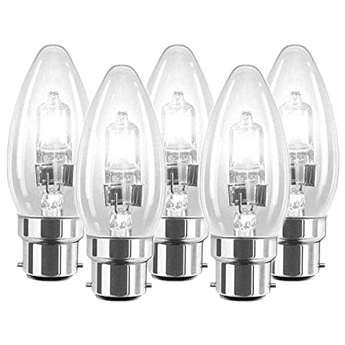 Image of 5-Pack Halogen Candles Light Bulbs 20W BC Bayonet 235 Lumens Dimmable
