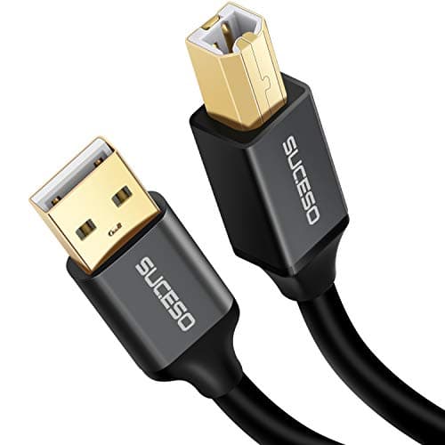 Image of SUCESO Printer Cable USB 2M/6.5FT USB 2.0 Type A Male to B Male Printer Scanner Cord 24K Gold Plated Compatible with Canon, HP DeskJet/Envy, Lexmark, Dell, 3D, DAC, Xerox, Samsung etc