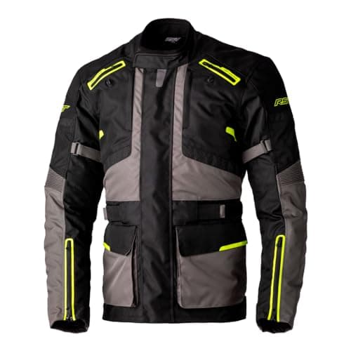 Image of RST Endurance CE Mens Waterproof Textile Touring Motorcycle Jacket (as8, numeric, numeric_52, regular, regular, Black, Grey, Flo Yellow, 54)