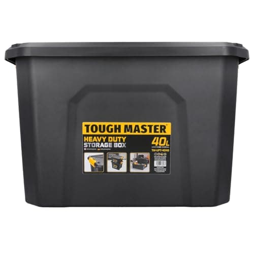 Image of TOUGH MASTER Plastic Storage Box with Lid 40L, Box Size 49x38x32cm, Heavy Duty Tool Box Stackable for Home, Office & Workshop (Pack of 1)