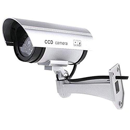 Image of BW Dummy Cameres Outdoor Indoor Fake Dummy Imitation CCTV Security Camera W/Blinking Flashing Light Bullet Shape Silver