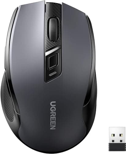 Image of UGREEN Wireless Mouse, 40dB Silent Computer Mouse, Ultra-long Battery Life, Ultralight & Ergonomic Design, Multi-level DPI, 6 Buttons,15M Distance, Plug & Play USB Receiver, for Laptop/Desktop, etc