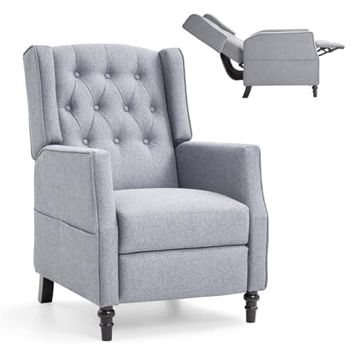 Image of FLEXISPOT Recliner Chair Adjustable Pushback Accent Armchair for Home Relaxation Wing Back Reclining Sofa for Living Room & Bedroom, Grey