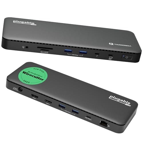 Image of Plugable Thunderbolt 4 Dock with 100W Charging, Thunderbolt Certified, Laptop Docking Station Dual Monitor Single 8K or Dual 4K HDMI for Windows and Mac, 4X USB, Gigabit Ethernet (TBT4-UD5)