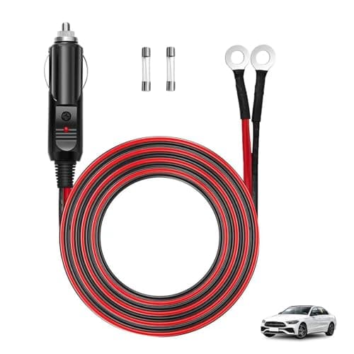Image of 12V 24V Cigarette Lighter Plug Male Car Socket, 12V DC Plug UK Heavy Duty 16AWG Power Adapter Supply Cable 15A 20A with Red LED Indicator 1 Meter Inverter Air Pump Electric Cups RV Trucks Vehicles