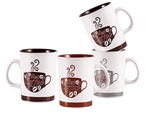 Image of Wellberg 4-Pack 280ml Bio-Ceramic Mug Set with Chrome Stand, Multicoloured | Dishwasher & Microwave-Safe Ceramic Coffee Mug Set, Tea Cups | Cadmium & Lead-Free Hot Chocolate Mug Set with Metal Holder