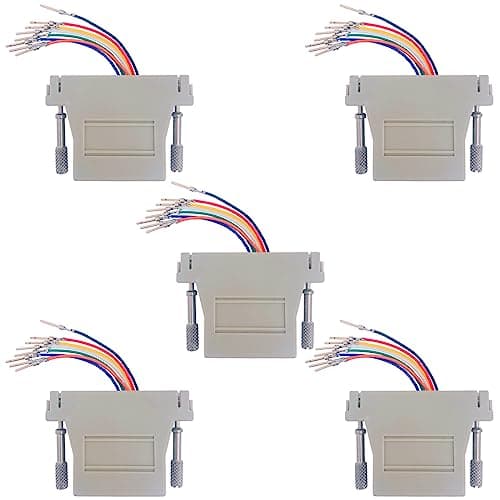 Image of Jienk DB25 to RJ45 Modular Adapter, RS232 DB25 to RJ45 Female Jack Ethernet Adapter (DB25 Male to RJ45)