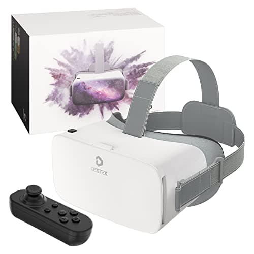 Image of DESTEK V5 VR Headset for Phone w/Remote Controller, 128 Premium VR apps Included, Anti-Blue Eyes Protected HD Lenses, 110° FOV Virtual Reality Headsets for iPhone, Android Phone | White