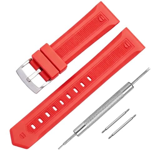 Image of HiCycle2 Replacement WATCH BAND RUBBER STRAP Replacement for Tag Heuer Formula F1 Aquaracer 20/22Mm (Red,22mm)
