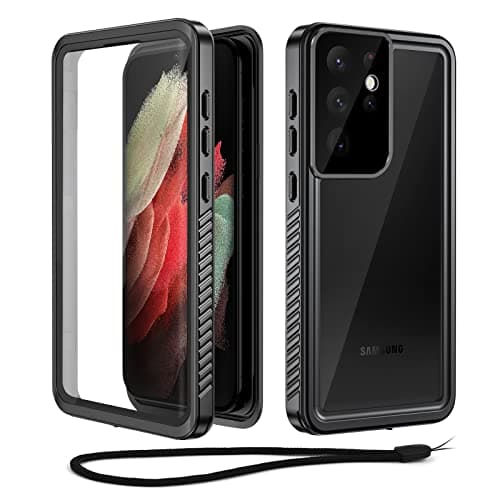Image of Beeasy Case for Samsung Galaxy S21 Ultra 5G, IP68 Waterproof Shockproof with Screen Protector 360 Full Body Protection Case, Reinforced Waterproof Dustproof Anti-Snow Shatterproof Cover Black