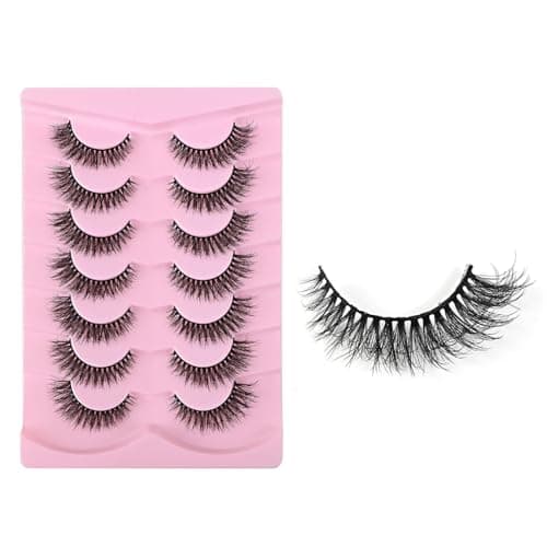 Image of iCovalescent 7 Pairs False Eyelashes, Cat Eye Lashes, Eyelashes Multi-layers Wispy Fluffy 3D Curly False Lashes Pack