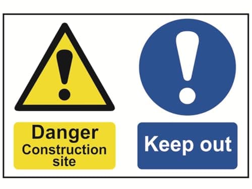 Image of Scan SCA4005 Self adhesive PVC sign - Danger Construction site Keep out - 600 x 400mm
