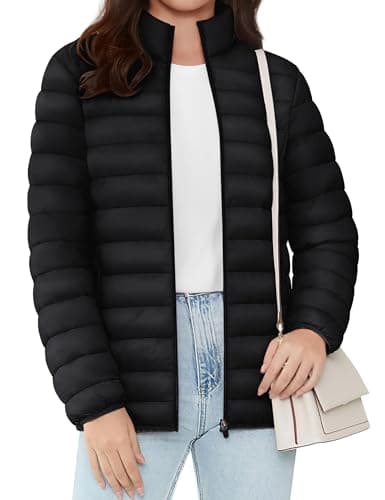 Image of TACVASEN Womens Puffer Jackets Softshell Full Zip Down Coats Autumn Lightweight Quilted Jacket with Multi Pockets Black,2XL