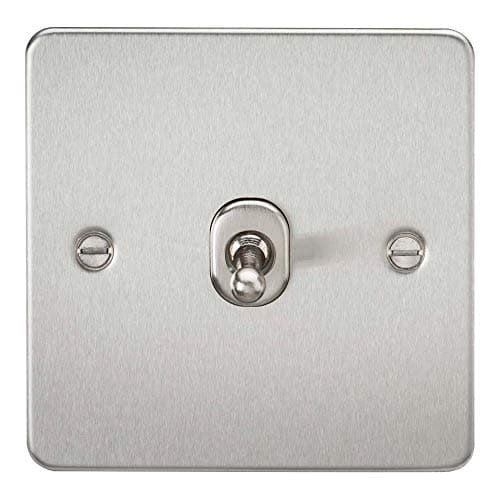 Image of Knightsbridge FP1TOGBC Flat Plate 2 Way Toggle Switch, Brushed Chrome, 10AX, 1G