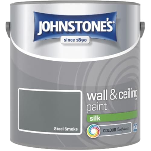 Image of Steel Smoke Johnstone’s Wall & Ceiling Silk Paint 2.5L – Smooth Silk Finish, Excellent Coverage, Quick Dry, Low Odour Interior Paint for Walls & Ceilings
