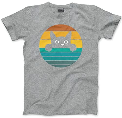 Image of HotScamp Retro Cat - Kids T-Shirt - Funny Graphic 9-11 Years Grey