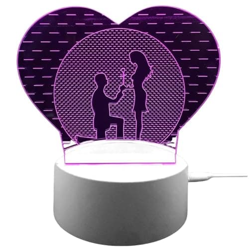 Image of True Face 3D Optical Illusion Night Light, Touch LED Table Desk Lamp 7 Color Changing USB Charger Powered Touch Switch Desk Night Light for Kids Friends Gift Heart