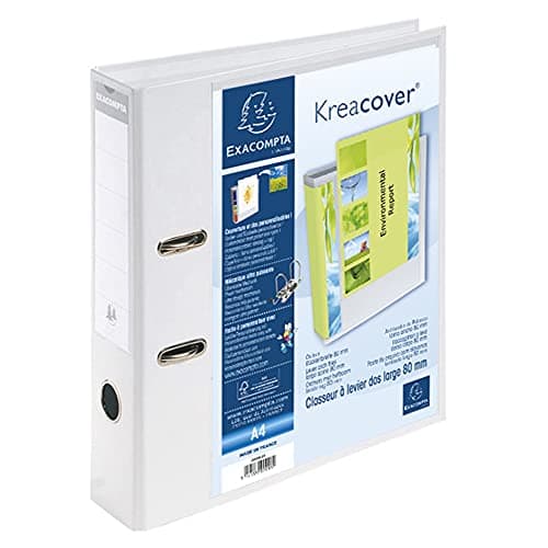 Image of Exacompta - Ref 53789E - Kreacover Collection - Prem'Touch Lever Arch File - 320 x 290mm in Size, Suitable for A4 Documents, Polypropylene, 2 Rings, 70mm Spine - White